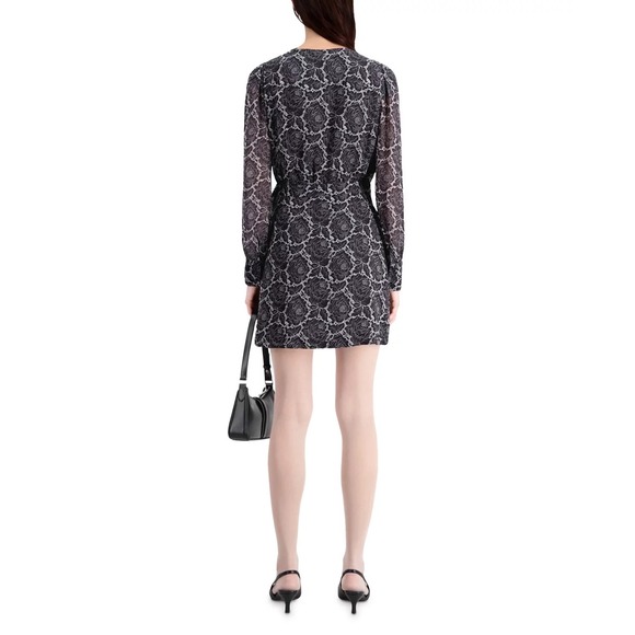 The Kooples NEW Lace Roses Wrap Dress in Black/White Size FR 1/US‎ Small